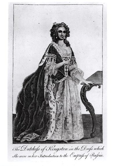 The Duchess of Kingston in the Dress Which She Wore on Her Introduction to the Empress of Russia by English School